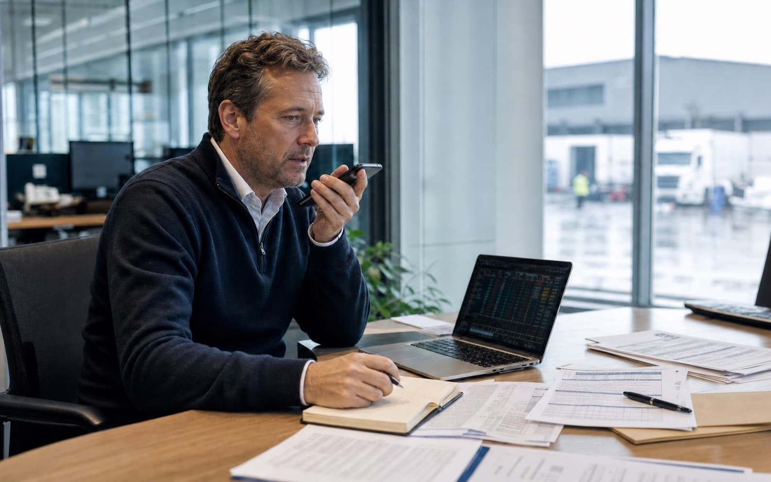 Meat trader on a call